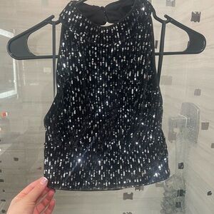 Vero Moda Black Sequin Cropped Top